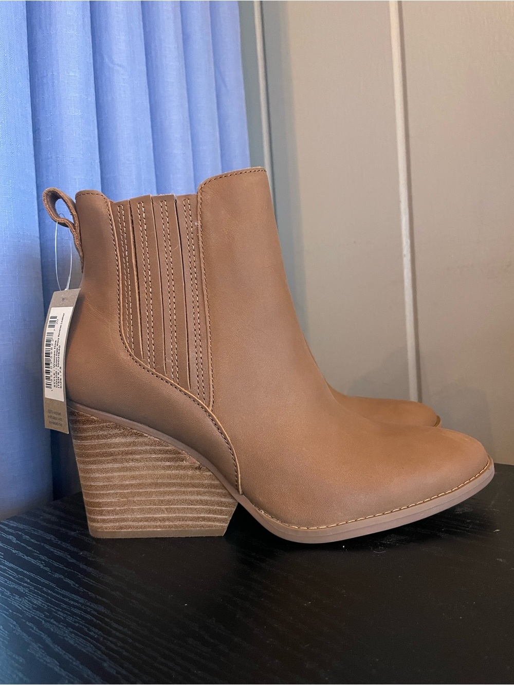 Toms Tan Chelsea Ankle Boots with Stacked Heel